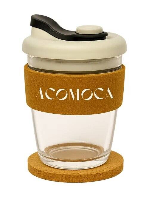Premium Glass Coffee Mug – 350ml Reusable Cup with Cork Grip - Image 4