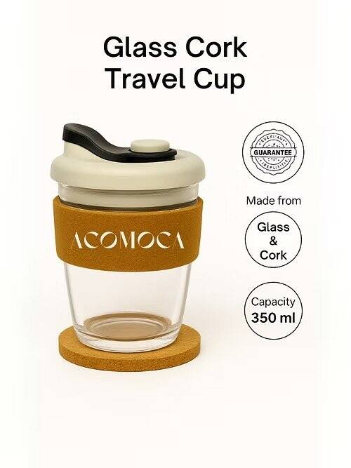 Premium Glass Coffee Mug – 350ml Reusable Cup with Cork Grip - Image 5