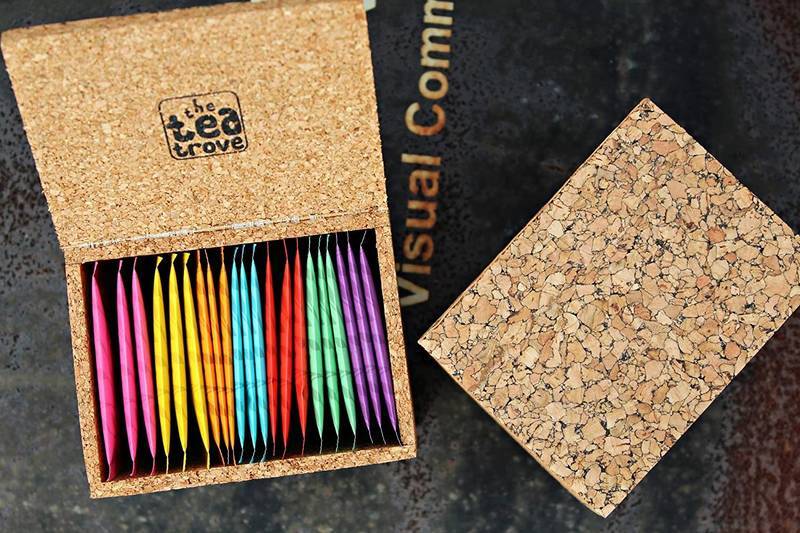 The Tea Trove Cork Gift Box, 21 Tea Bags (Black Texture) - Image 4