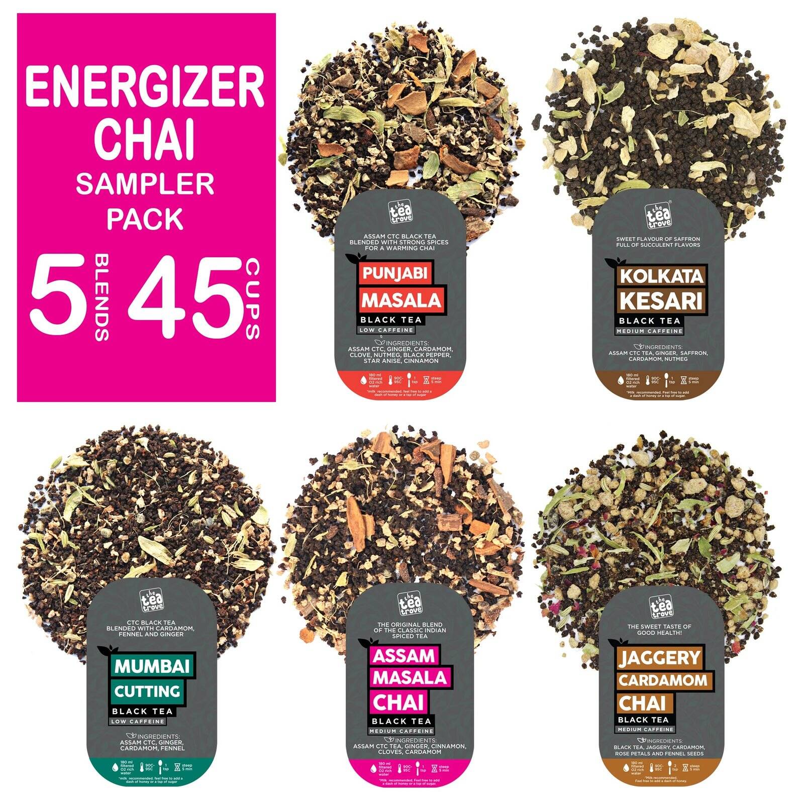 The Tea Trove Energizer Chai Masala Tea Sampler