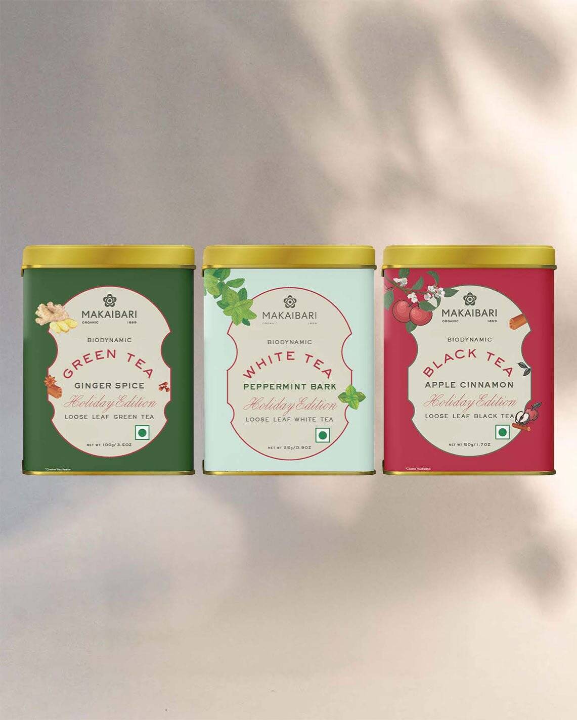 Makaibari Holiday Edition Trio Assortment - Apple Cinnamon + Ginger Spice + Peppermint Bark