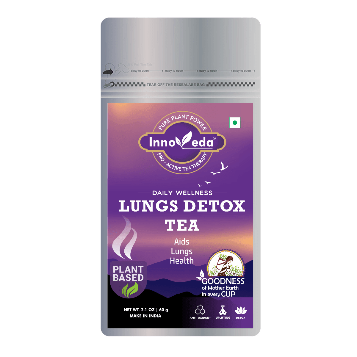 Lungs Detox Tea With Lobelia, Valerian, Mullein, St. John Wort & Rhodiola Rosea