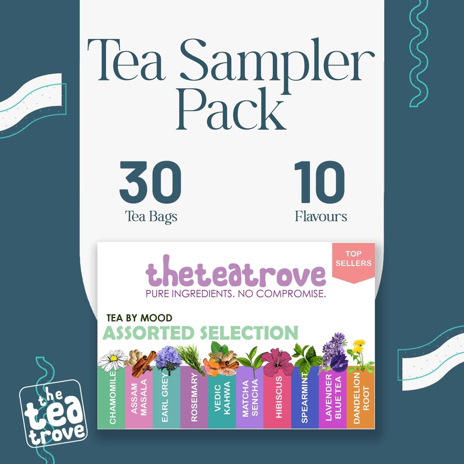 Flavoured Gift Set Box Coaster, Green, Organic Herbal & Black Tea Bags - Image 2